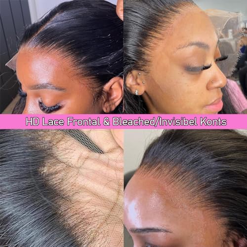 CITY GIRL 30 Inch Body Wave Lace Front Wigs Human Hair Pre Plucked 13x4 hd Transparent Lace Frontal Body Wave Human Hair Wig for Women 200 Density Natural Black