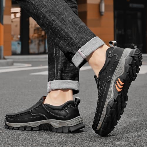 Vcmoon Men's Slip-On Loafers Comfortable Leather Casual Walking Shoes for Work Office Dress Outdoor