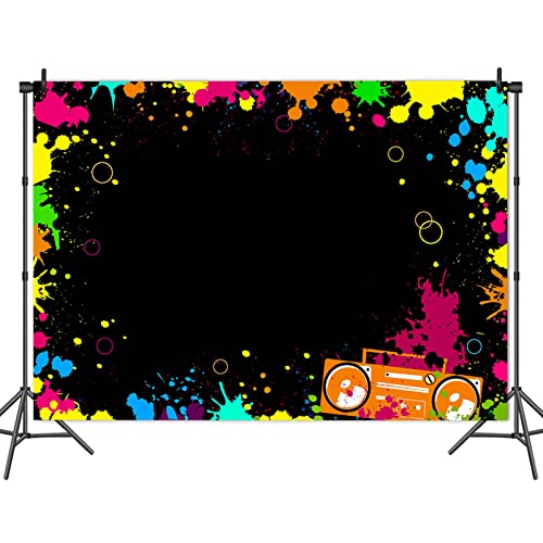 Glow Neon Party Photography Backdrops Let's Glow Splatter Photo Background Blacklight Colorful Laser Ray Disco Retro Bance...