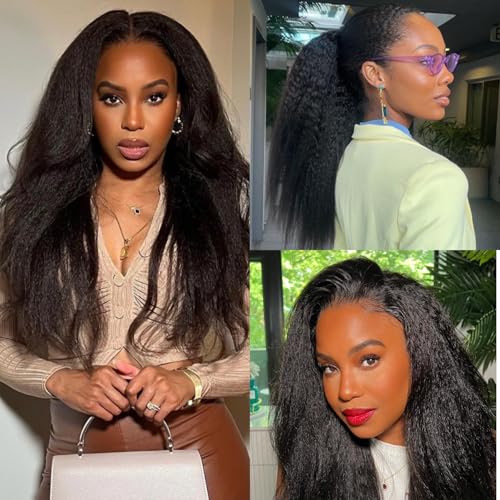 Knotless Pre-Separated Crochet Hair extensions Afro Kinky Straight hair feather crochet 100% human hair extensions for Women Natural Color 20 Inch 60g