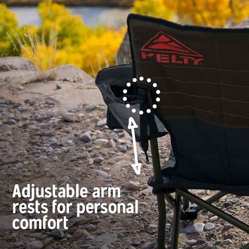 Kelty Deluxe Lounge Chair ? Folding Outdoor Camp Chair, Insulated Cupholders, Customized Recline, Steel Frame, Padded Roll Storage, 2024 (Deep Lake)