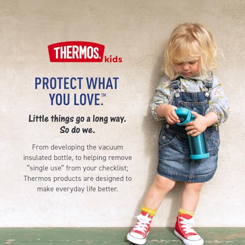 THERMOS FUNTAINER Water Bottle with Straw - 12 Ounce - Kids Stainless Steel Vacuum Insulated Water Bottle with Lid, Dinosaurs