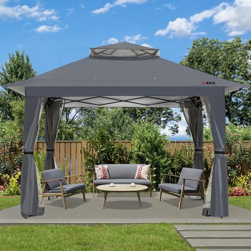 ABCCANOPY 13x13 Pop Up Gazebo, Outdoor Canopy Tent, Instant Screened Shelter with Mosquito Netting for Patio, Garden, Back...
