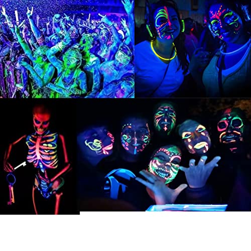 12 PCS Glow Face Body Paint, Glow In The Dark Under UV Black Light Sticks Makeup Neon Face Painting Kits for Adult Hallowe...
