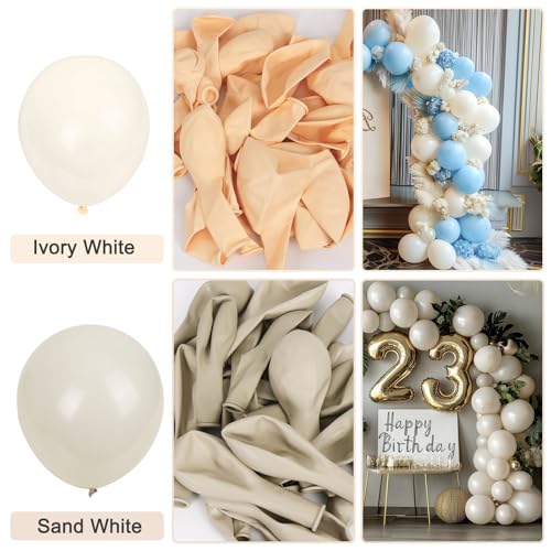 RUBFAC 129pcs Ivory white Balloons Different Sizes 18 12 10 5 Inch Latex Balloon Garland Arch for Party Decoration Birthda...