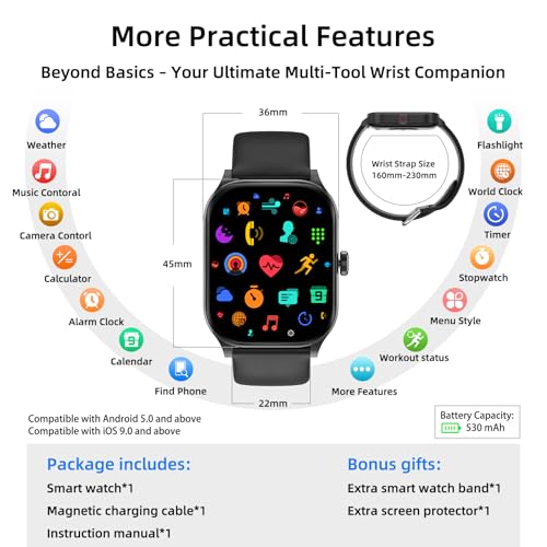 Smart Watch with Built-in GPS and Offline Maps, 1.96" HD Display, Answer/Make Calls, 100+ Sport Modes, Heart Rate/Sleep/Sp...