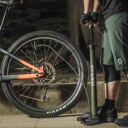 Topeak JoeBlow Mountain II Floor Pump ? High-Volume Steel Barrel, TwinHead for Presta/Schrader/Dunlop Valves, 3.5¡± Analog Gauge, 60 PSI Max, Air Release Button, Ball/Bladder Adapters Included