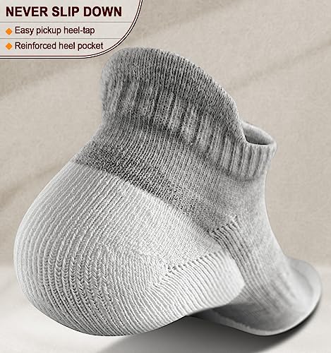 Mens Socks 6 Pairs-Athletic Ankle Socks Cushioned No Show For Men Running-Arch Compression Support