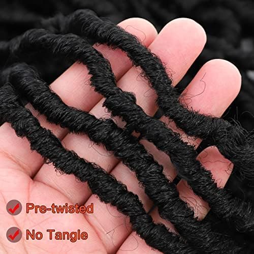 6 Packs Soft Locs Crochet Hair Pre Looped 18 Inch Faux Locs Crochet Braids Goddess Curly Wavy Locs Crochet Loc Hair for Black Wo