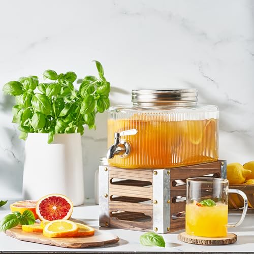 Glass Drink Dispenser for Fridge - 100% Leakproof Stainless Steel Spigot - Liquid Laundry Detergent Dispenser, Punch Bowl ...