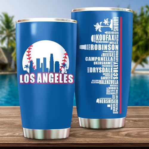 Schian Los Angeles City Skyline Legends Baseball Tumbler - Coffee Mug Insulated Tumbler With Lid - Mother's Day, Father's Day, Birthday, Christmas Gifts For Fans - 20 Oz| Stainless Steel