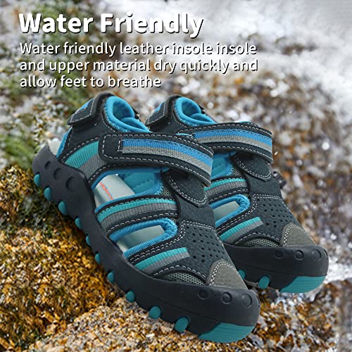 Apakowa Kids Boys Sandals Summer Outdoor Athletic Double Strap Closed-Toe Beach Sandals Sport (Toddler/Little Kid)