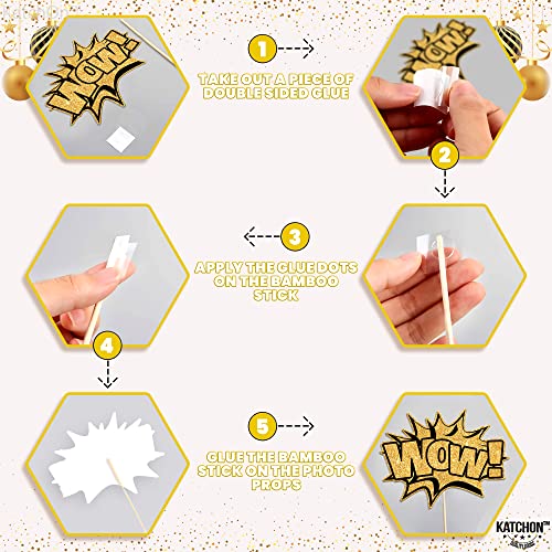 Katchon, 30 Pcs, Glitter New Years Photo Booth Props | NYE Photo Booth Props for New Years Eve Party Supplies 2026 | New Y...