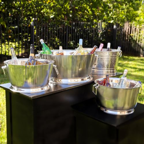 Sol Living Insulated Beverage Tub Large Ice Bucket with Handles Double Wall Stainless Steel Ice Bucket and Cooler for Win...