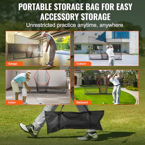 VEVOR Golf Practice Net, Indoor Hitting Net for Baseball, Hockey, Soccer, Heavy Duty Nylon DIY Ball Net, Sports Netting Barrier for Backyard Driving Training Swing