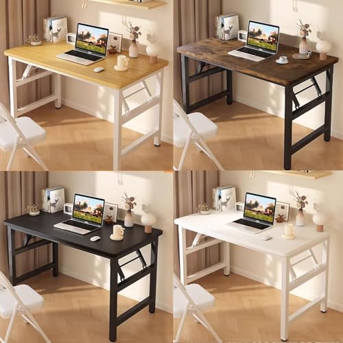 HDOFM 47.2 Inch Folding Table,Square Folding Desks for Small Space,Small Foldable Desk No Assembly,Rustic Brown.