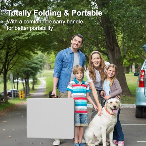 TRINEAR 6FT Folding Table, Portable Plastic Folding Table, Foldable Dining Tables with Carrying Handle for Party, Picnic, ...