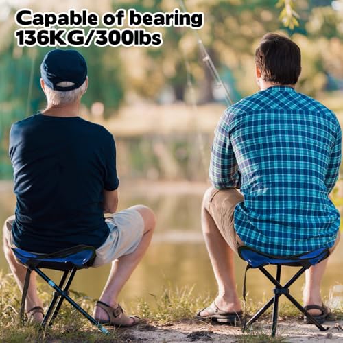Travel Folding Camping Stool, Use Height 14.6" and Maximum Weight 300 lbs Outdoor Portable Tripod Seat Fishing Chair Seat ...