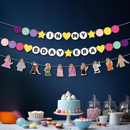 Pre-strung In My Birthday Era Banner Friendship Bracelet Garland for Singer Birthday Party Decorations Bday Photo Booth Ba...