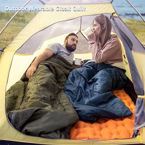 Gaorui Winter Poncho Coat Outdoor Camping Warmth Small Quilt Blanket Water-resisitant Sleeping Bag Cloak Cape with Hat for...