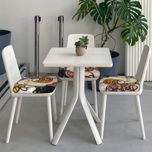 Cute Ghost Pumpkin-Shaped Candy Bucket Chair Seat Covers for Dining Room Stretch Chair Seat Covers Set of 2, Chair Seat Protector Cushion Slipcovers for Kitchen Restaurant Office