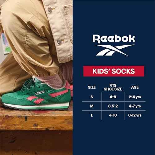 Reebok Boys' Low Cut Socks - 12 Pack Stretch Performance No Show Socks with Arch Support - Cushioned Athletic Socks for Boys