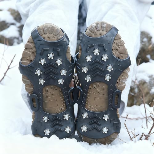 TRIWONDER Ice Cleats for Shoes and Boots Anti Slip Ice Grips Snow Crampons Traction Cleats Hiking Fishing Walking Gear