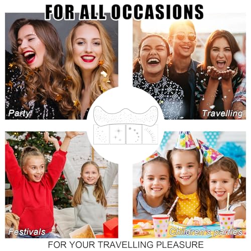 20PCS Glitter Freckles, Glitter Freckles Face Tattoo, Sparkle Freckles for Women and Kids, Cute Star Waterproof Silver Tem...