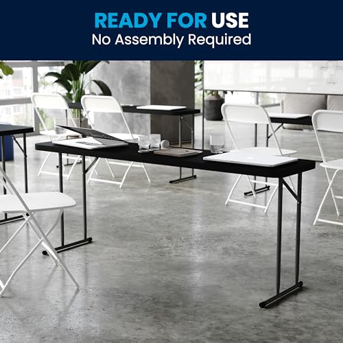 BizChair 6-Foot Black Plastic Folding Training Table