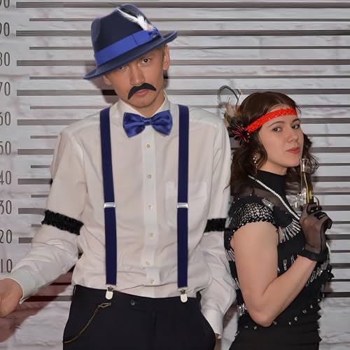 Ultrafun 1920s Mens Costume Retro Gatsby Gangster Accessories Set Fedora Hat Suspender Roaring 20s Costumes
