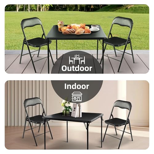ELEVON 34" Square Folding Table, Portable Card Table with Collapsible Legs and Padded Sponge Top for Indoor/Outdoor Use, P...