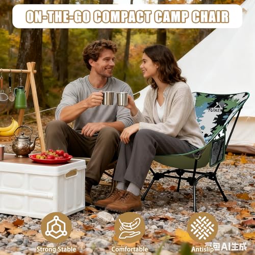 TUIKEN Ultralight Camping Chair Backpacking Chair, Portable Camp Chair with Cup Holder & Storage Bag, Lightweight Compact ...