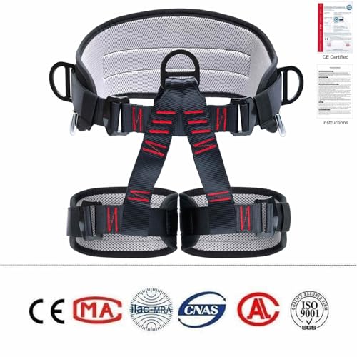HandAcc Climbing Belts, Adjustable Thicken Professional Safety Belt, Climbing Gear for Tree Climbing, Fire Rescue, Roofin...