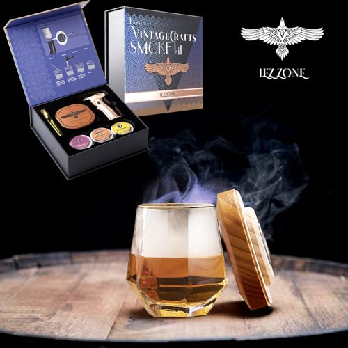 iEZZONE Cocktail Smoker Kit with Torch, Bourbon, Whiskey Smoker Infuser Kit, Old Fashioned Drink Smoker Kit, Birthday Bour...