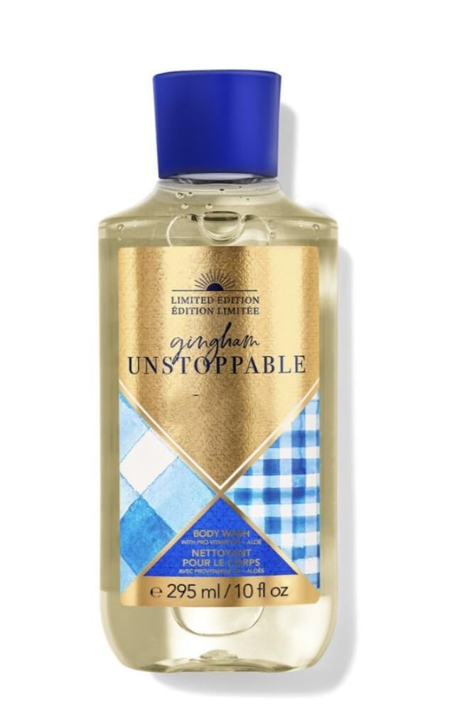 Bath and Body mens 3 in 1 hair face and body wash with vitamin Shower gel (10 fl oz / 295 ml, Gingham Unstoppable)