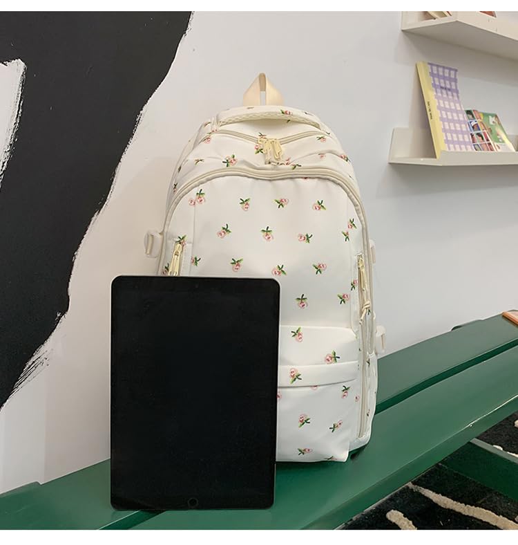 MININAI Cute Floral Printed Backpack for Women Preppy Kawaii Aesthetic Laptop Bookbag Coquette Work Travel College Daypack...
