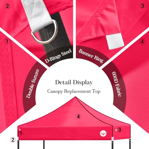 EVNE Pop Up Canopy Replacement Canopy Tent Top Cover, Tent Top Cover for Most of The Standard,PU-Coated 500D Polyester,Wat...