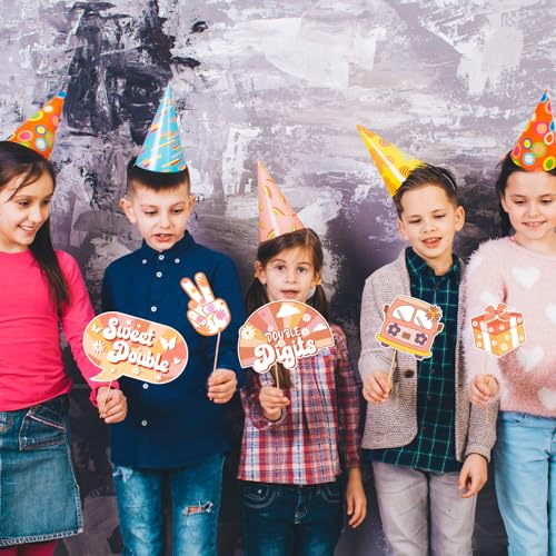 Boho Groovy 10th Birthday Photo Booth Props, 10th Birthday Decorations for Girl, Groovy Double Digits Birthday Party Decor...