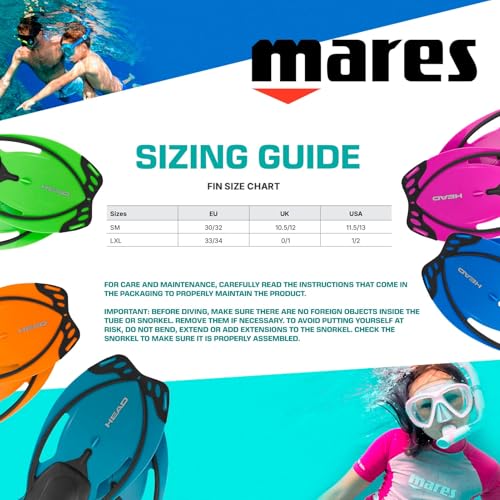 Mares Junior Sea Pals Dry Snorkeling Set - Seahorse Single-Lens Mask, Allegra Open-Heel Fins, Ergonomic Dry-Top Snorkel & ...