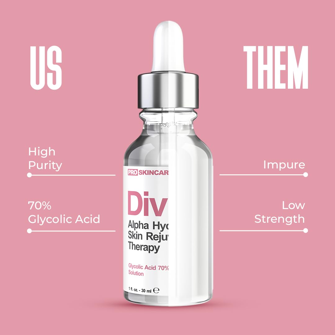 Glycolic Acid Peel 70% Professional Chemical Peel for Face at Home - Intense Alpha Hydroxy Acid Skin Peel For Acne Scars, Collag
