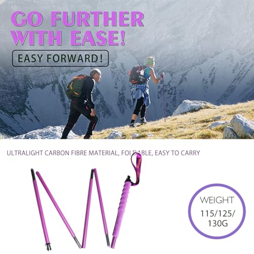 OKHEALING High Strength Carbon Fibre Trekking Poles 2 pcs, Folds Into 5 Sections, Lightweight and Strong, Protects Joints,...