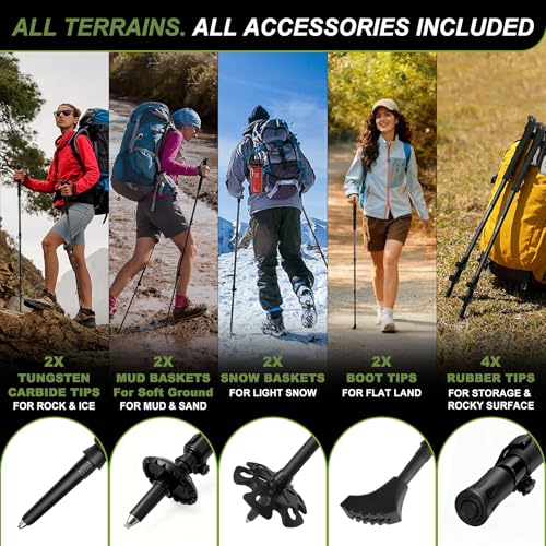 Ultra Light Carbon Fiber Hiking Trekking Poles - 6.07oz Nordic Trekking Sticks with Full EVA Grips & Quick Locks, All-Terr...
