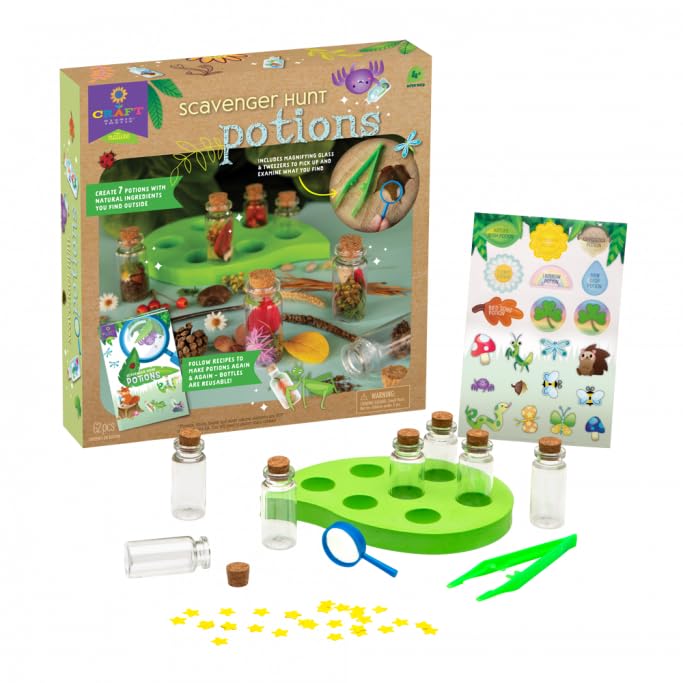 Craft-Tastic Scavenger Hunt Potions - Nature DIY Craft Kit - Create Magical Nature Potions - Makes 7 Potions - Comes with Recipe Book - Ages 4+ with Adult Help