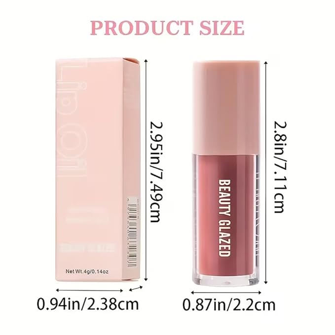 Beauty Glazed Big Brush Head Lip Oil, Ultra-Hydrating & Nourishing, Smooth Glossy Finish Lip Glow Oil, Shiny and Vegan Tinted Lip Gloss, Non-Sticky Formula (2, Clear & Pink)