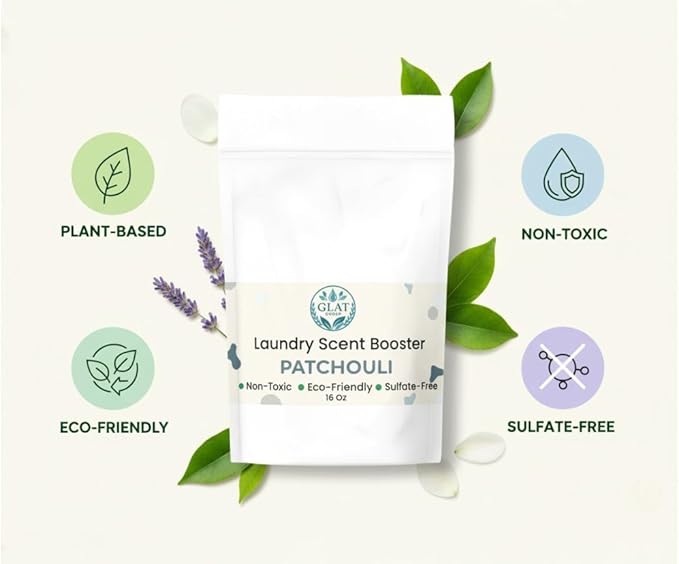 Plant-Based Laundry Scent Booster (Powder) - Patchouli | Fast-Dissolving, No Residue | Long-Lasting Earthy Pachouli Scent | Eco-Friendly, Hypoallergenic for Sensitive Skin | HE Safe, 16 Oz