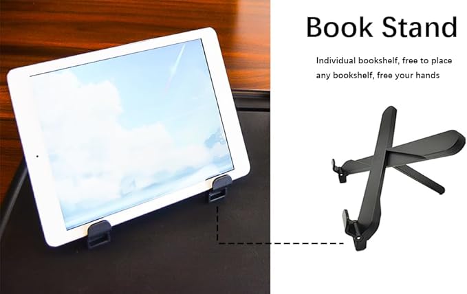 Boidheach TV Tray Stand is an Folding Table,Extra Large Table Top Adjustable TV Dining Table Tray,for Eating, Folding Laptop Table with Book Stand, Cup Holder & Tablet Slot for Bed & Sofa