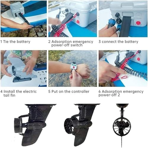 SICWEDIM Surfboard Electric Fin, SUP Fin Rechargable Electric Fin Stand Up Paddle Board, with Brushless Motor, Equipped wi...