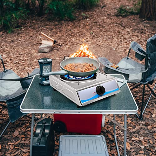 Propane Gas Cooktop,Single Burner Gas Stove Stainless Steel Portable Gas Stove,Auto Ignition Camping Single Burner LPGfor ...
