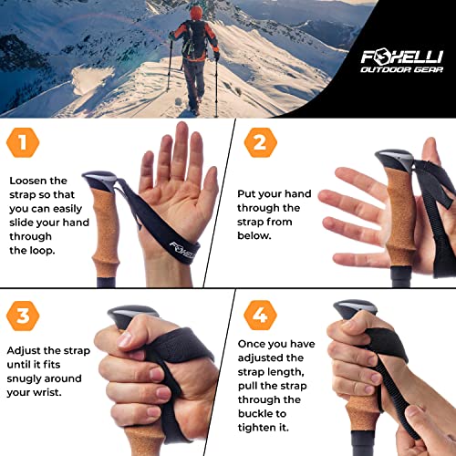 Foxelli Hiking Poles Bundle (2 Pairs) – Black & Khaki Collapsible Lightweight Carbon Fiber Trekking Poles with Accessories