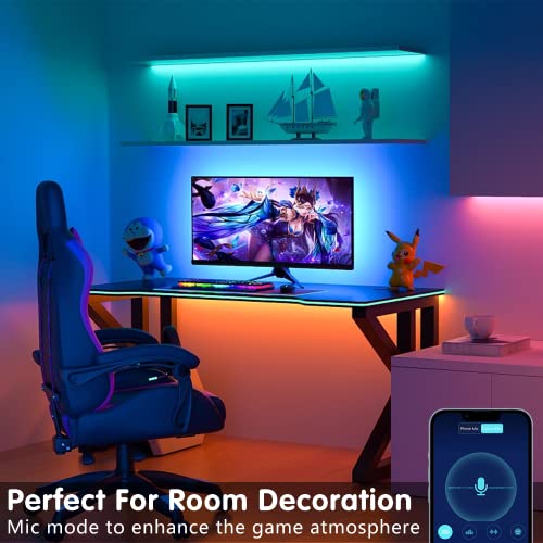 Keepsmile 100ft Led Strip Lights (2 Rolls of 50ft) Bluetooth Smart App Control Music Sync Color Changing RGB Led Light Str...